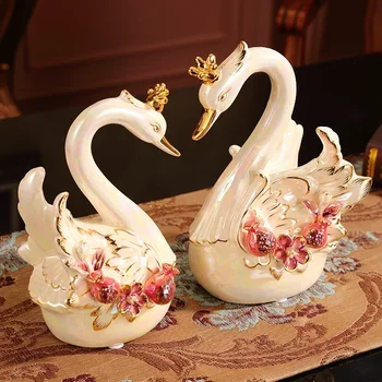 Europos stiliaus Swan Ornamentas, Keramikos Amatai Vyno Kabineto Rodyti Išskirtinį Namų Puošybai Tapybos Kūrinys