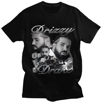 Reperis Drizzy Drake Print T-marškinėliai Vyrams, Moterims 100% Medvilnės, Negabaritinių Derliaus Trumpas Rankovės marškinėliai Hip-Hop Marškinėliai Streetwear Viršūnės