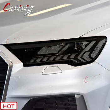2 Vnt Audi Q7 4M. 2016 m. 2017 m. 2018 m. 2019 m. 2020 Automobilių Šviesų Atspalvį Juodo Vinilo Apsauginės Plėvelės Skaidrios TPU Lipdukas Priedai