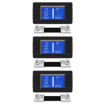3X DC Daugiafunkcį Battery Monitor Metrų LCD Ekranas Skaitmeninis Srovė Saulės Energijos Skaitiklis