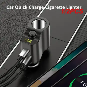 1/2VNT C03 Automobilio Cigarečių Degiklio Lizdo Splitter Dual USB Car 3.1 Įkroviklio Skaitmeninis Displėjus, Automobilinis Įkroviklis Tipas-c, Greita Įkrovimo Galia