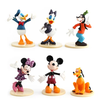 Disney Mickey Mouse 6-8cm Aukščio Anime Duomenys Minnie Mouse ančiukas Donaldas Goofy Modelis Lėlės Vaikams Gimtadienio Tortas Dekoravimo, Dovanų