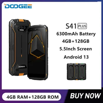 Naujas DOOGEE S41 Plius Patikima 4G išmaniuosius telefonus 5.5 Colių HD Octa Core 4GB+128GB 13MP Kamera, Android 13 Mobilųjį Telefoną 6300mAh Akumuliatorius NFC
