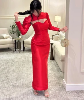 AsaNagi Vintage Red Prom Dresses Aukšto Kaklo Apvalkalas, Kulkšnies Ilgio Chalatas De Soiree Oficialią Šalies Suknelės Moterims 2023 فساتين السهرة