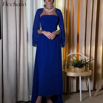 Flechazo Royal Blue Vakaro Suknelės Stebėjimo Skara Karoliukai ant Grindų Ilgis Oficialus Suknelė Moterims 2024 فساتين مناسبة رسمية