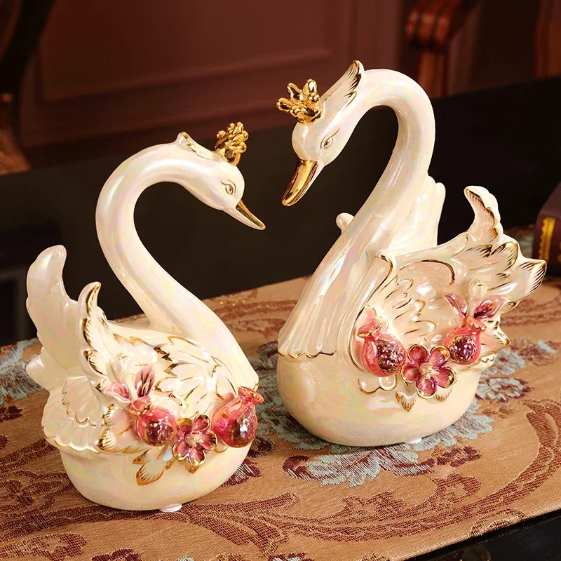 Europos stiliaus Swan Ornamentas, Keramikos Amatai Vyno Kabineto Rodyti Išskirtinį Namų Puošybai Tapybos Kūrinys0