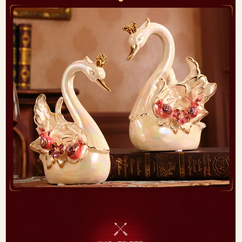 Europos stiliaus Swan Ornamentas, Keramikos Amatai Vyno Kabineto Rodyti Išskirtinį Namų Puošybai Tapybos Kūrinys1