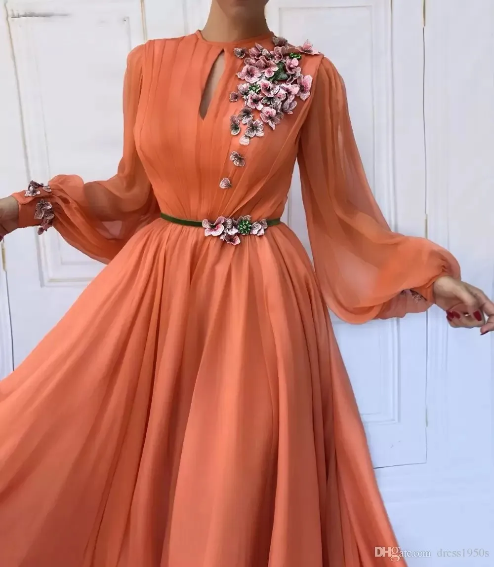 Šifono Maroko Kaftan Vakaro Suknelės Nėriniai Appliques Moterų arabų Musulmonų ypatinga Proga Oficialus Šalies Chalatai Prom فستان سهرة1