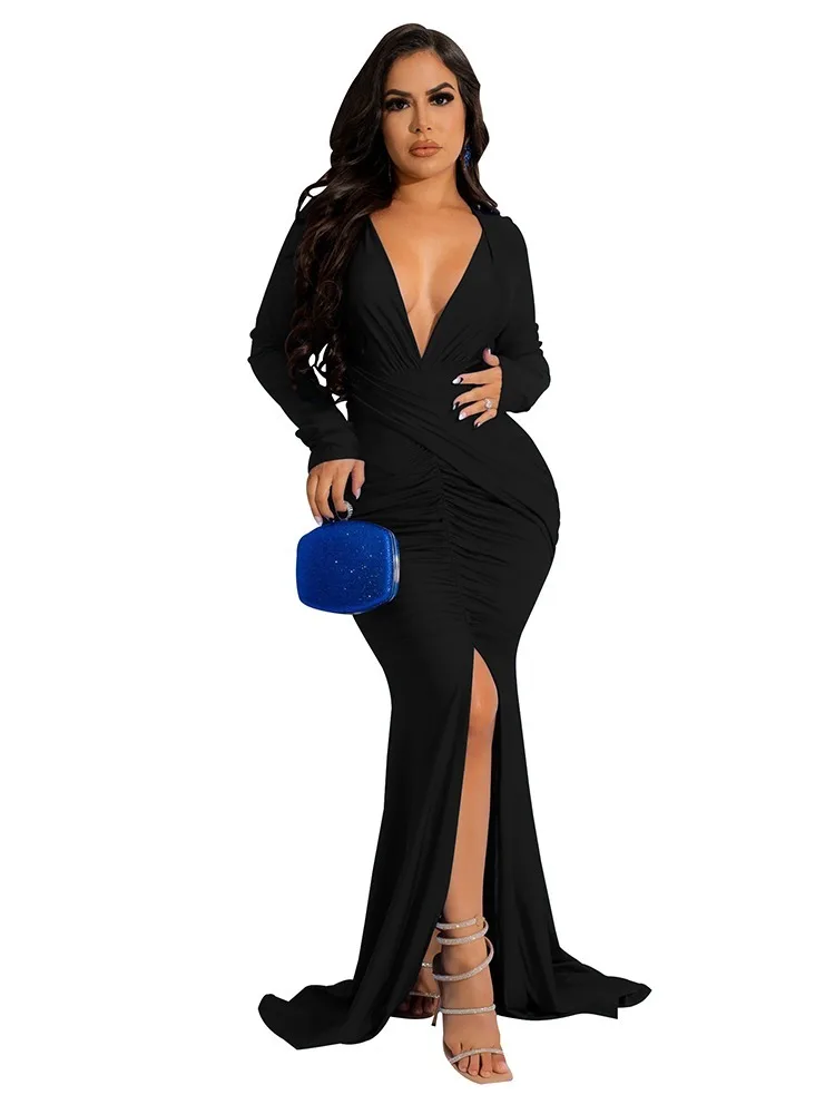 2023 Rudens Suknelės Moterims Gilia V Nereguliarus Plisuotos vakarinę Suknelę Vestidos De Mujer Atsitiktinis Elegantiškas Maxi Skraiste Moteris1