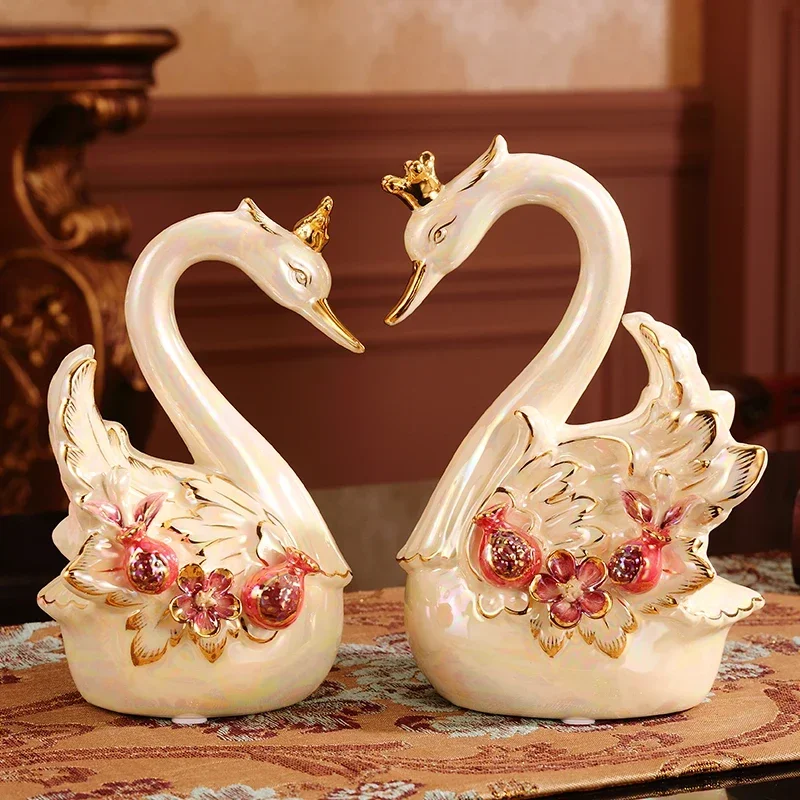 Europos stiliaus Swan Ornamentas, Keramikos Amatai Vyno Kabineto Rodyti Išskirtinį Namų Puošybai Tapybos Kūrinys2
