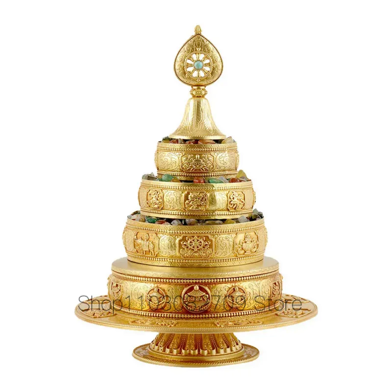 2023 Azijos Ezoterinių Budizmas Garbinti Budistų šventyklos aukuro šventykla FA QI Laimingas Mandala Manza disko brangakmenio Dieviška galia4