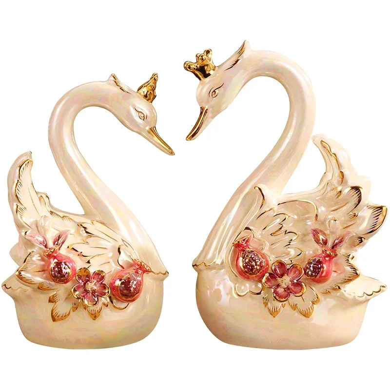 Europos stiliaus Swan Ornamentas, Keramikos Amatai Vyno Kabineto Rodyti Išskirtinį Namų Puošybai Tapybos Kūrinys5